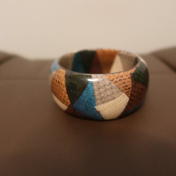$450 ETRO cuff bangle bracelet multicolor teal, brown, grey, green, and cream - Picture 1 of 13